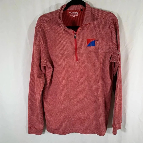 Columbia Golf Pullover Men's Medium Red 1/4 Zip Long Sleeve Sweater Lightweight - Picture 1 of 9
